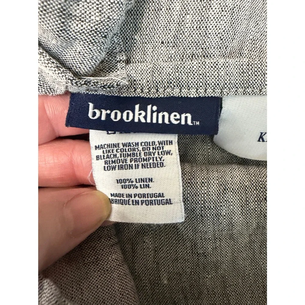 2 Brooklinen King Pillow Shams 100% Linen Grey Chambray Made in Portugal Bedding